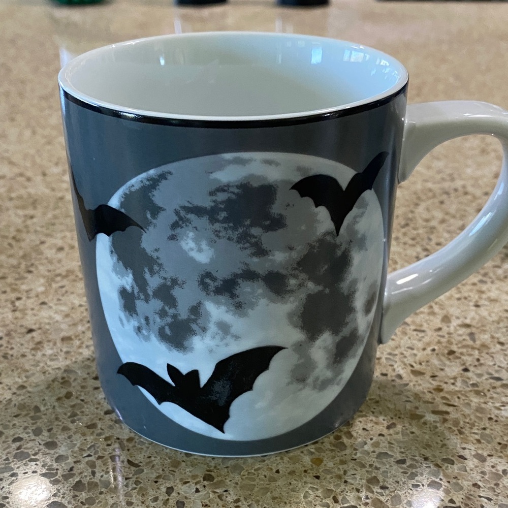 Williams Sonoma Dark Gray Moon and Bats Mug